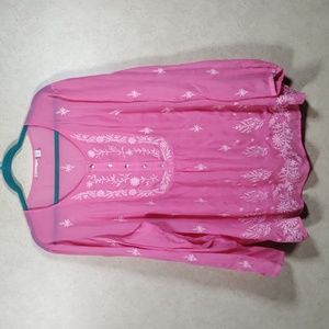 04184 Uncommon Threads + J. Jill pink embroidery blouse 2X